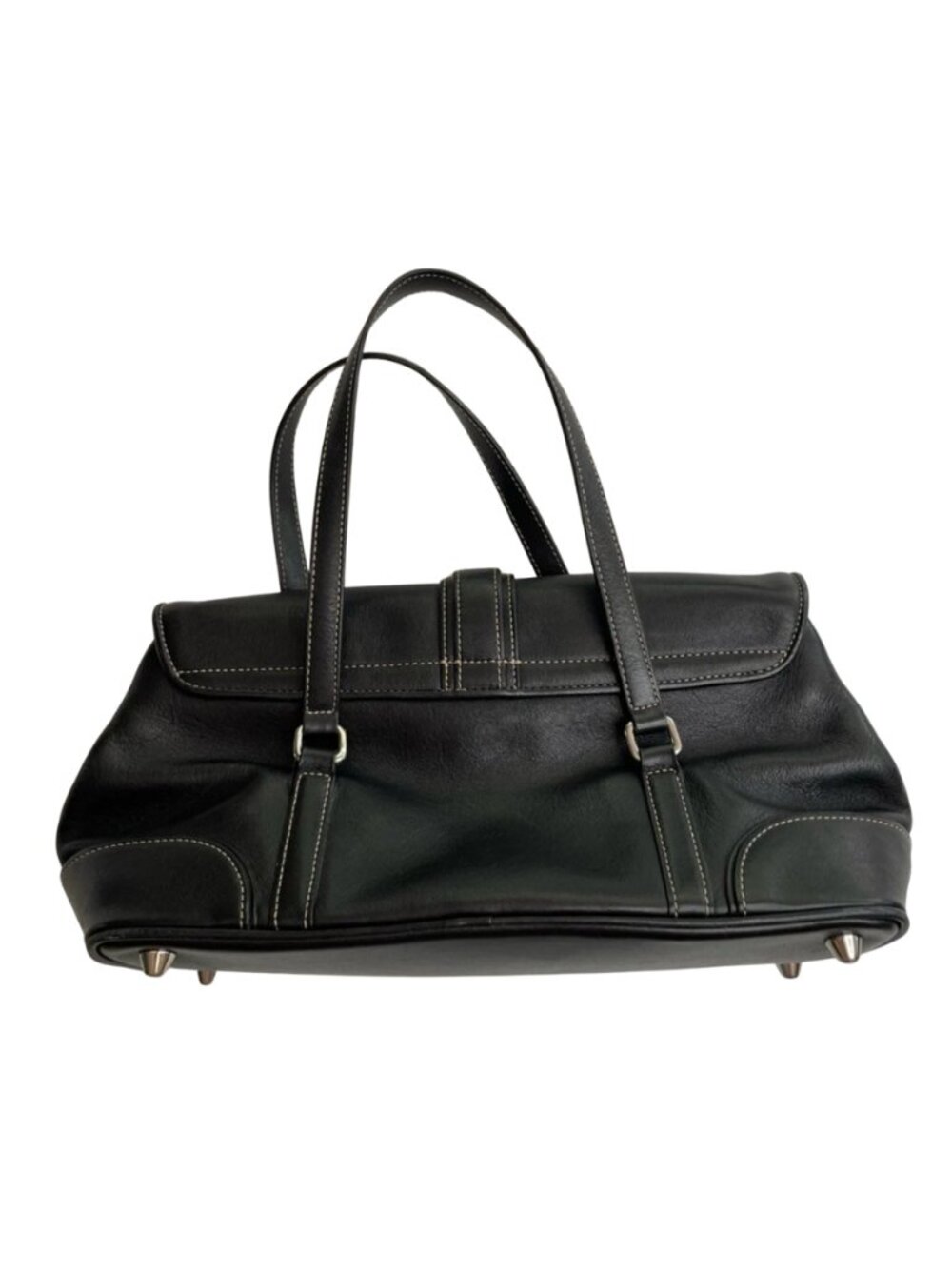Vintage Coach Black Leather Handbag Genuine Leather Classic Shoulder Purse - Picture 2 of 16